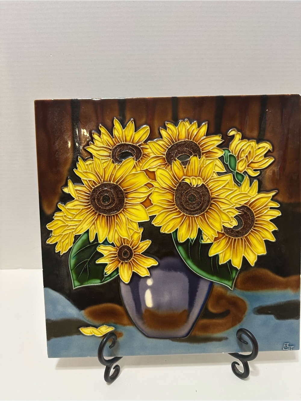 Sunflower Bouquet Wall Art Tile – Yellow Floral Ceramic Plaque